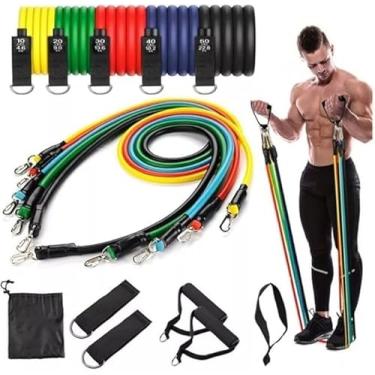 Imagem de Elástico Extensor Kit 11 Unidades – Treino Funcional, Musculação, Pilates e Ginástica no Conforto de Casa