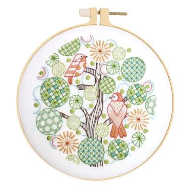 Imagem de Huacan Kits de bordado para adultos iniciantes, 1 peça com estampa de paisagem estampada, kit de costura faça você mesmo, ponto cruz 19 x 19 cm