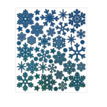 Imagem de 100 peças de adesivos de floco de neve de Natal e inverno adequados para festas de fim de ano, presentes decorativos, cartões comemorativos, bolsas, produção DIY (azul)