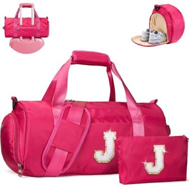 Imagem de Vogewood Presente para meninas de 3, 4, 5, 6, 7, 8, 9, 10, 11 e 12 anos, bolsa de viagem para meninas, bolsa infantil com compartimento para sapatos, bolsa de dança de balé de ginástica personalizada