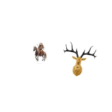 Imagem de Vaveren Enfeite de Mesa em Acrílico com Cavaleiro, à Prova D'água, para Decoração de Mesa, com Base E Escultura de Cabeça de Veado em Resina, Peça Colecio