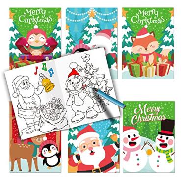 Imagem de Livros de colorir de Natal, livro de arte DIY com padrão de Natal, livreto de colorir sua própria história para encher sacos de festa de Natal
