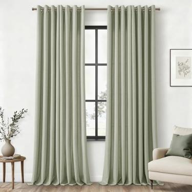 Imagem de Cortinas de linho verde sálvia 280 cm de comprimento, conjunto de 2 painéis para sala de estar, ilhós, privacidade, filtragem de luz, cortinas não transparentes, cortinas semitransparentes, casa de