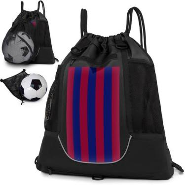 Imagem de Mochila STAY GENT com cordão de basquete dobrável azul vermelha