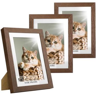 Imagem de Heimlove Porta-retrato 12 x 18 cm, moldura de madeira de carvalho maciça premium para fotos de 10 x 15 cm e vidro temperado - moldura de 12 x 18 cm, estampa de família de mesa - pacote com 3, cor