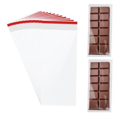 Imagem de InnoHHustle 100 peças de embalagem de barra de chocolate pistache, 6 x 19 cm, autovedantes, autovedantes, pequenos sacos de plástico para barras de doces, biscoitos, lembrancinhas de festa