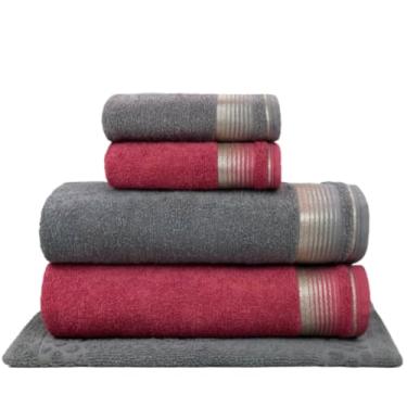 Imagem de ‌Toalhas de Banho – Set de 5 Peças Algodão Absorvente(Gris + Terracota)