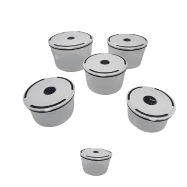 Imagem de Conjunto de 5 Potes Herméticos em Plástico, Tampa Branca, Transparente, Empilháveis, Capacidades 400ml a 2000ml, Organizadores para Alimentos, Fechamento Hermético