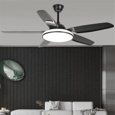 Imagem de Ventilador de teto moderno nórdico com controle remoto, luminária elétrica de luxo para sala de estar, restaurante, quarto, escritório, hotel e villa, com LED (Estilo 8, 1 unidade)