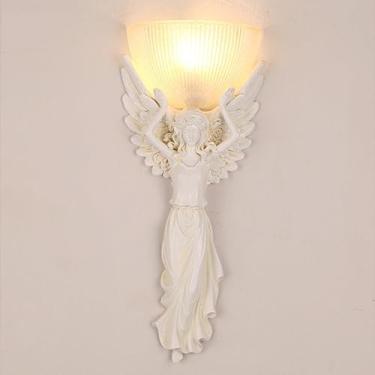 Imagem de Luminária de parede em forma de anjo, estilo contemporâneo, com LED, design criativo americano, ideal para sala de estar, quarto, escritório, casa de campo, hotel, quarto infantil, café, res