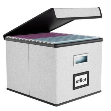 Imagem de Caixa organizadora de arquivos Huolewa Portable com tampa cinza claro