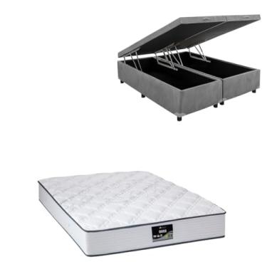 Imagem de Cama Box Baú Bipartida Blindada com Colchão Doss Molas Ensacadas 30cm (SUEDE CINZA, Queen)
