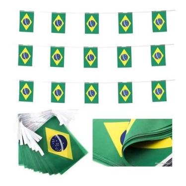 Imagem de Varal Bandeira Do Brasil C/ 20 Bandeirinhas Em Tecido 6m - D' Presente
