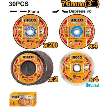 Imagem de Jogo de Discos com 30 Peças para Mini Esmerilhadeira INGCO