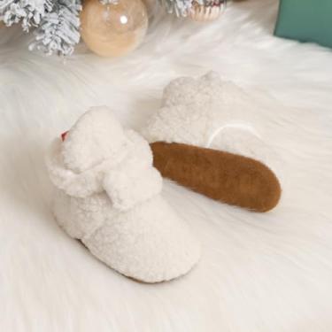 Imagem de Botas de lã para bebês recém-nascidos, unissex, antiderrapante, recém-nascidos, primeiros andadores, sapatos quentes, A02/branco, 12-18 Months Toddler