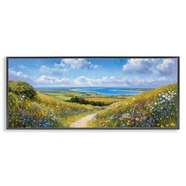 Imagem de Stupell Industries Valley Path Coastal Landscape White Framed Giclee Art, design by Petal Prints Design, 10 x 24