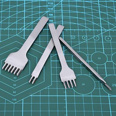 Imagem de Ferramentas de Couro DIY Com Espaçamento de 3 Mm Conjunto de Ferramentas de Costura Perfurada de Couro 1 + 2 + 4 + 6 Pinos Polido Cabo Confortável Resistência Ao Impacto de Aço