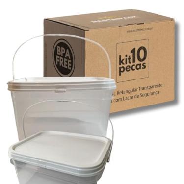 Imagem de Balde Plástico Transparente 2.4 Litros com Tampa Lacre e Alça Plástica | Embalagem BPA Free para Alimentos, Cremes e Armazenamento | Kit Multiuso Uso Doméstico e Comercial - Kit 10 Peças