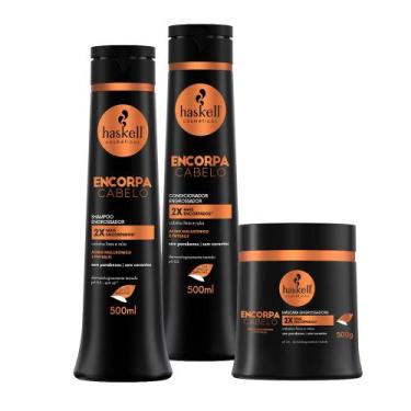 Imagem de Kit Encorpa Cabelo Haskell Sh + Cond + Masc 500ml