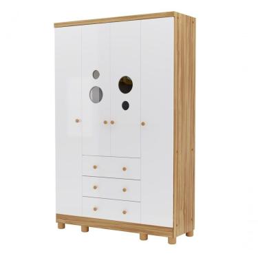 Imagem de Armário Infantil 4 Portas Bolinha - Moveis Peroba Amendoa-branco