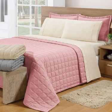 Imagem de Cobre Leito Casal Soft 3 Peças Rosê