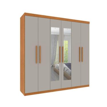 Imagem de Roupeiro Lagos Com Espelho 6 Portas Tcil Cinamomo-off