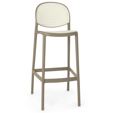 Imagem de Banqueta Alta Com Encosto Roma Em Polipropileno - Branco/cinza Escuro