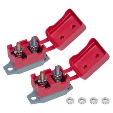 Imagem de Disjuntor de reposição automática, disjuntores tipo parafuso prisioneiro com tampa, 12V - 24V DC 50 Amp para RV Marine Boat Trolling, motores de carro e mais 2 peças