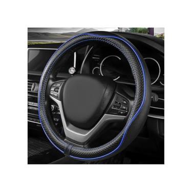 Imagem de ZNDAW Capa de volante de carro, protetor de volante automático de couro respirável antiderrapante de 38 cm, cobertura de volante macia para homens e mulheres, acessórios de interior de carro (preto e