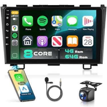 Imagem de Rádio estéreo automotivo Honda CRV 2007-2011 com Snapdragon 8 Core 4GB + 64GB 9 polegadas IPS Touchscreen sem fio Carplay/Android Auto DSP Hi-Res 5/6GhzWiFi GPS Android 13 FM/RDS SWC