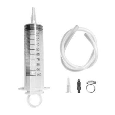 Imagem de DUSCOKE Kit de sangramento de freio, kit de sangramento de extrator de fluido de óleo com seringa de 100 ml, mangueira de 50 cm, embreagens de disco hidráulico, ferramenta de sangramento de freio para