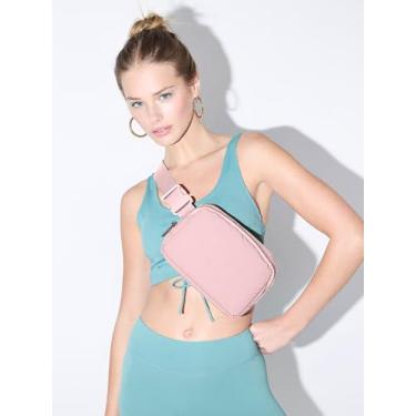 Imagem de Bolsa de cintura feminina elegante bolsa transversal com alça ajustável para viagens, passeios diários e uso casual, rosa, Casual