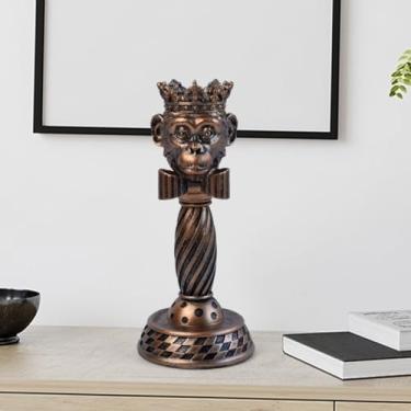 Imagem de Suporte de castiçal de animal coroado de cobre quadriculado cônico, decoração de resina gótica eclética para mesa de cornija, prateleira de casa, mesa de trabalho, decorações de Natal de Halloween