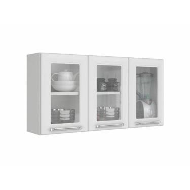 Imagem de Armario Aéreo c/Vidro Cozinhas Itatiaia Luce - 3 Portas - Branco