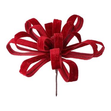 Imagem de XLWLLNJ Arranjo floral de Natal com flores artificiais de tecido, flores falsas para festas, embrulho de presentes, guirlanda de Natal e artesanato DIY, Vermelho