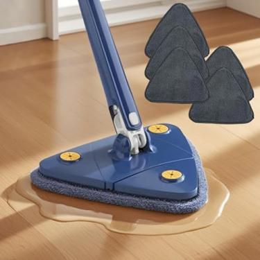 Imagem de 3 peças de cabeça de esfregão triangular, esfregão de limpeza de parede rotativo de 360° com 3 almofadas de substituição, para limpeza de piso molhado e seco (26,7 cm)