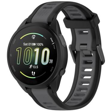 Imagem de Compatível com Garmin Forerunner 165, pulseiras de silicone de 20 mm de largura para Garmin Vivoactive 3/Vivoactive 5/Forerunner 55, 245, 645 Music Smartwatch (preto)