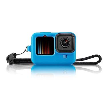 Imagem de Capa protetora de borracha de silicone azul para Hero 12 Hero 11 Hero 10 Hero 9 preta, capa lateral da bateria, protetores de tela, tampas de lente e cordão para Hero 12/11/10/9, kit de acessórios