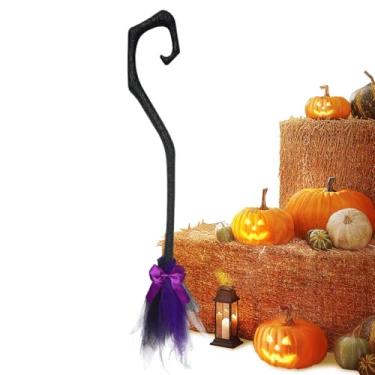 Imagem de Rrlihjgu Vassoura De Halloween | Vassoura Decorativa De 94 Cm,Decoração Assustadora Portátil Com Para Parede Porta Exterior Interior Quintal,Varanda Jardim Frente Da Casa Interior E Exterior