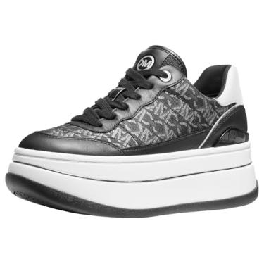 Imagem de Michael Kors Tênis feminino Hayes com cadarço, Preto/prata, 38