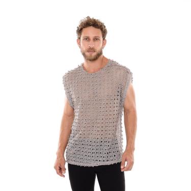 Imagem de Regata Masculina Tecido Vazado Estilo Tela Tricô-Masculino