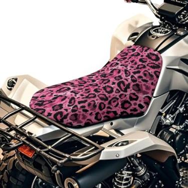 Imagem de HUISEFOR Capa de assento de quadriciclo com estampa de leopardo para ambientes externos à prova de chuva ao ar livre para ATV protetor acolchoado respirável para Polaris Sportsman/Rancher/Foreman