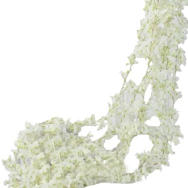 Imagem de Ramos artificiais de cerejeira, trepadeiras de flores artificiais de cerejeira, decoração de guirlanda de plantas falsas para jardim, quarto, festa de casamento, eventos de arco