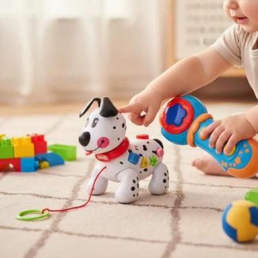 Imagem de Brinquedo para Bebê Interativo Cachorro Divertido Didatico + Microfone Com Luz E Som