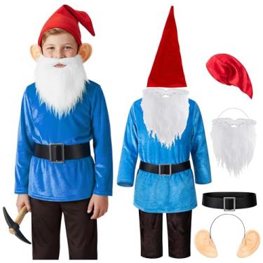 Imagem de Fantasia infantil de elfo de gnomo anão para meninos, fantasia de elfo extravagante, Halloween, Natal, cosplay 11-12 anos, azul