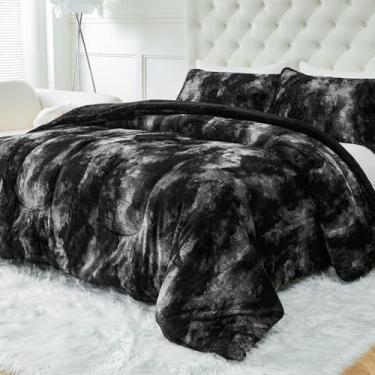 Imagem de YIYEA Conjunto de edredom de pele sintética, edredom luxuoso de lã felpuda ultramacia, veludo fofo para outono e inverno, aconchegante e quente, sem queda, 3 peças, King