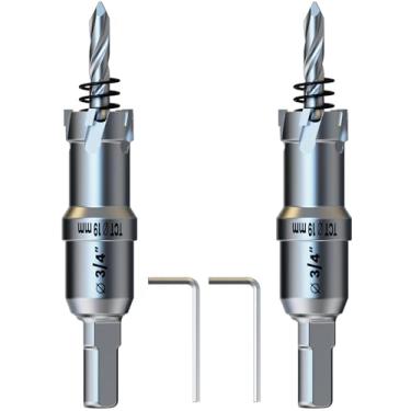 Imagem de 2 peças de serra de furo 3/10.2 cm (19 mm) broca de serra de metal resistente com broca piloto HSS, cortador de furo de ponta dura para placa de aço inoxidável, ferro, alumínio, madeira (2 peças 3/4