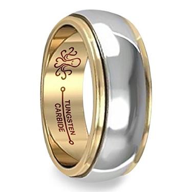 Imagem de Aliança de casamento de carboneto de tungstênio – Anel de ajuste confortável para homens e mulheres, resistente a arranhões, acabamento polido, inclui caixa de presente, Ouro, prata, metal, tungstênio