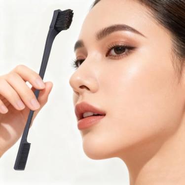 Imagem de 1 pincel de maquiagem de duas pontas, pincel de sobrancelha, separador de cílios, pente de sobrancelha e rímel – ferramentas profissionais de maquiagem para os olhos