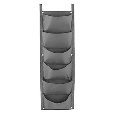Imagem de Bolsa de Plantio Pendurada na Parede com 6 Bolsos Jardim Vertical Plantoir Saco Feltro Respirante e Retentor Água para Cultivo Flores Legumes Frutas Internos